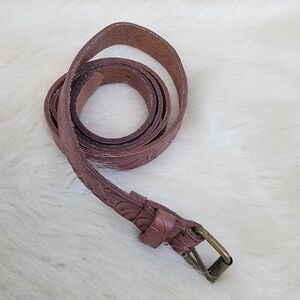 Brown tooled leather belt Women’s Size large Boho Western Rodeo